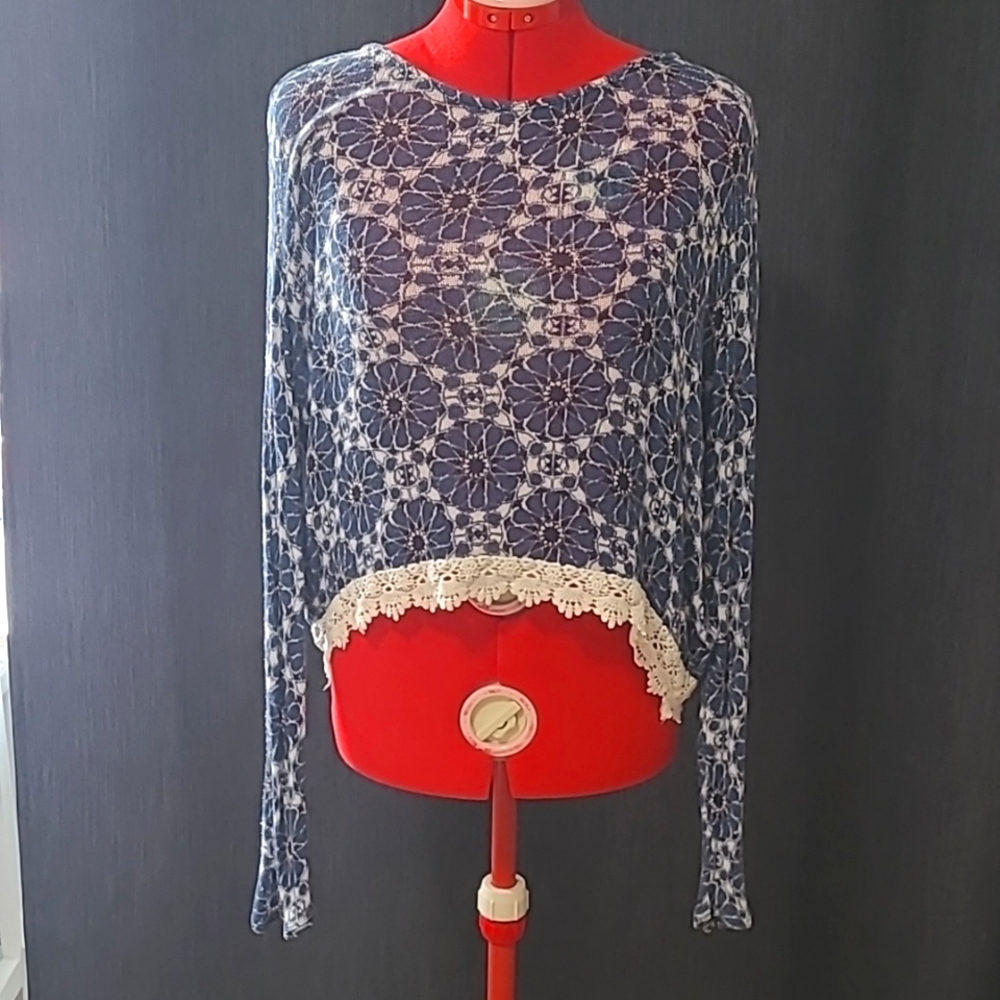 Flowy blue long-sleeve top